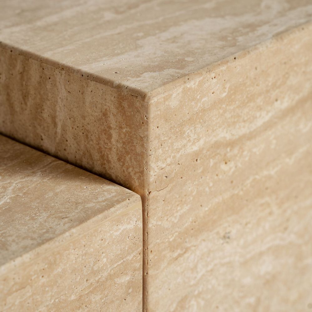 TV stands - Light brown travertine TV cabinet 250x40x35 cm - VICAL