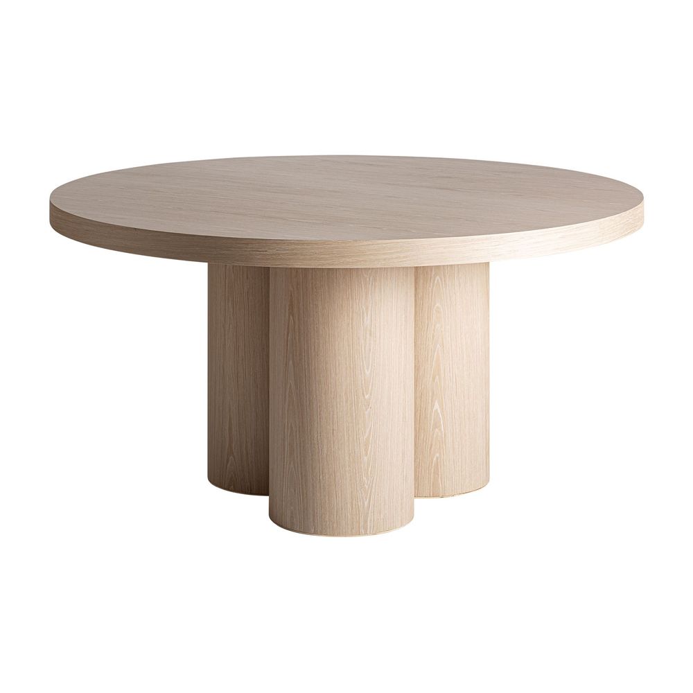 Tables Salle à Manger - Table salon en bois de chêne crème 150x150x76 cm - VICAL