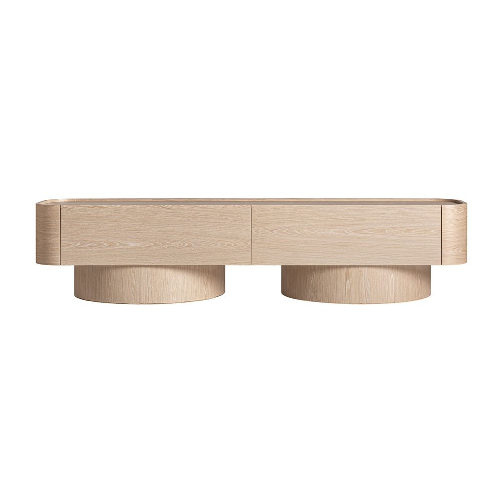 TV stands - Cream oak wood TV cabinet 220x45x50 cm - VICAL