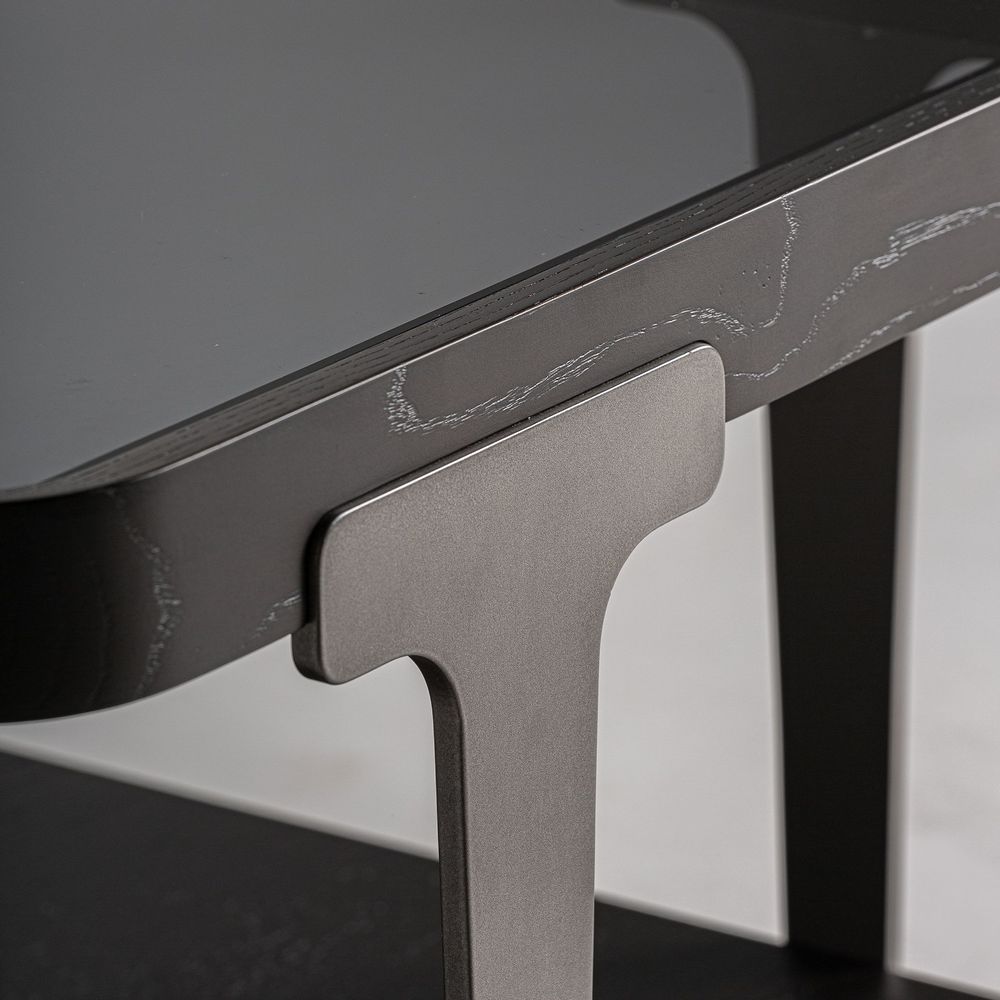 Tables basses - Table basse en bois de frêne noir 100x100x40 cm - VICAL