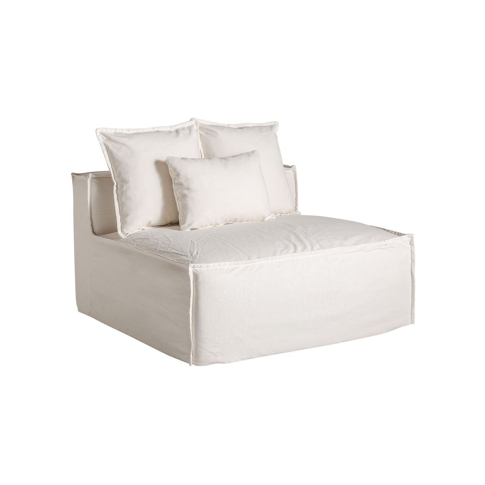 Sofas - Central sofa module in white linen 112x110x85 cm - VICAL