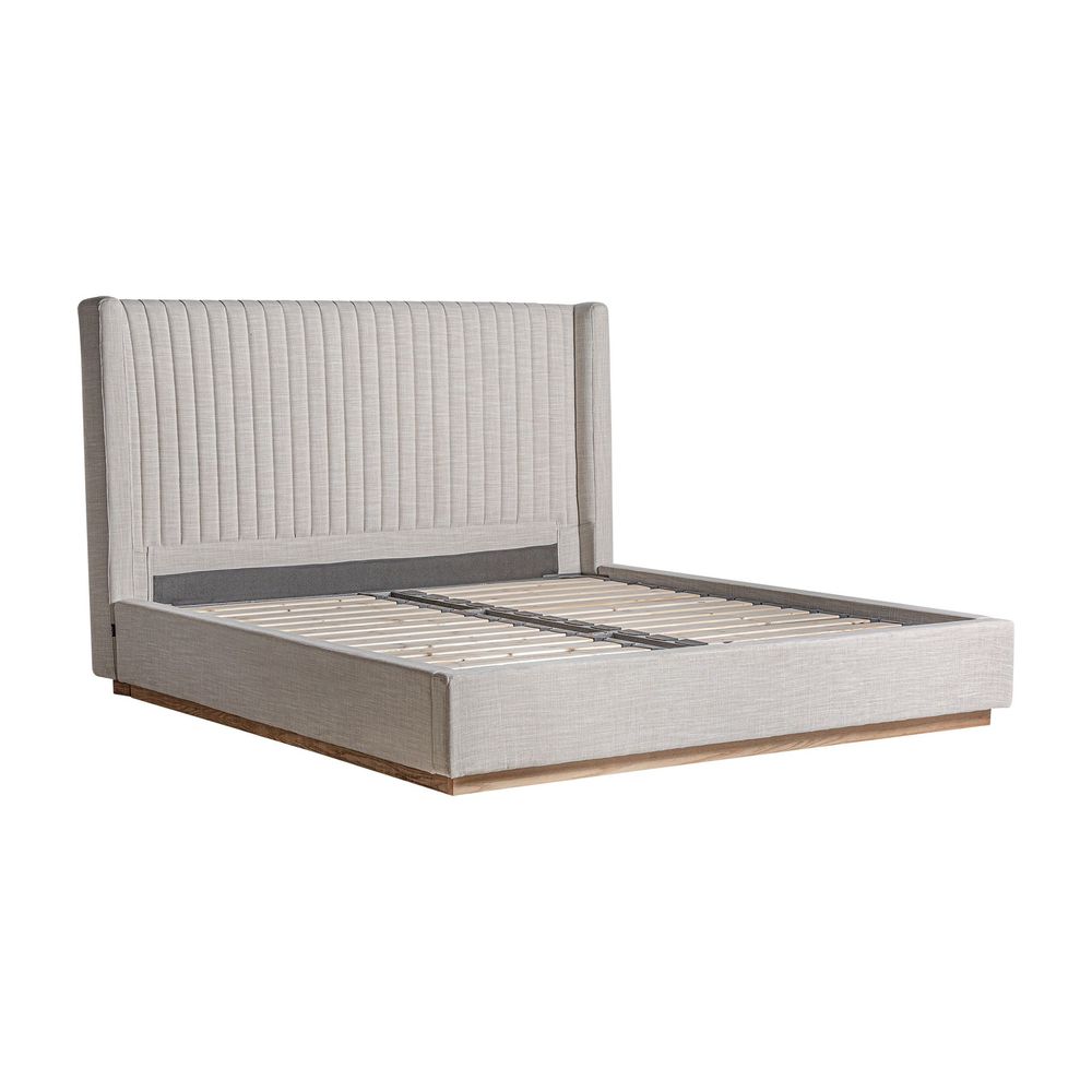 Lits - Lit en polyester gris 220x200x125 cm - VICAL