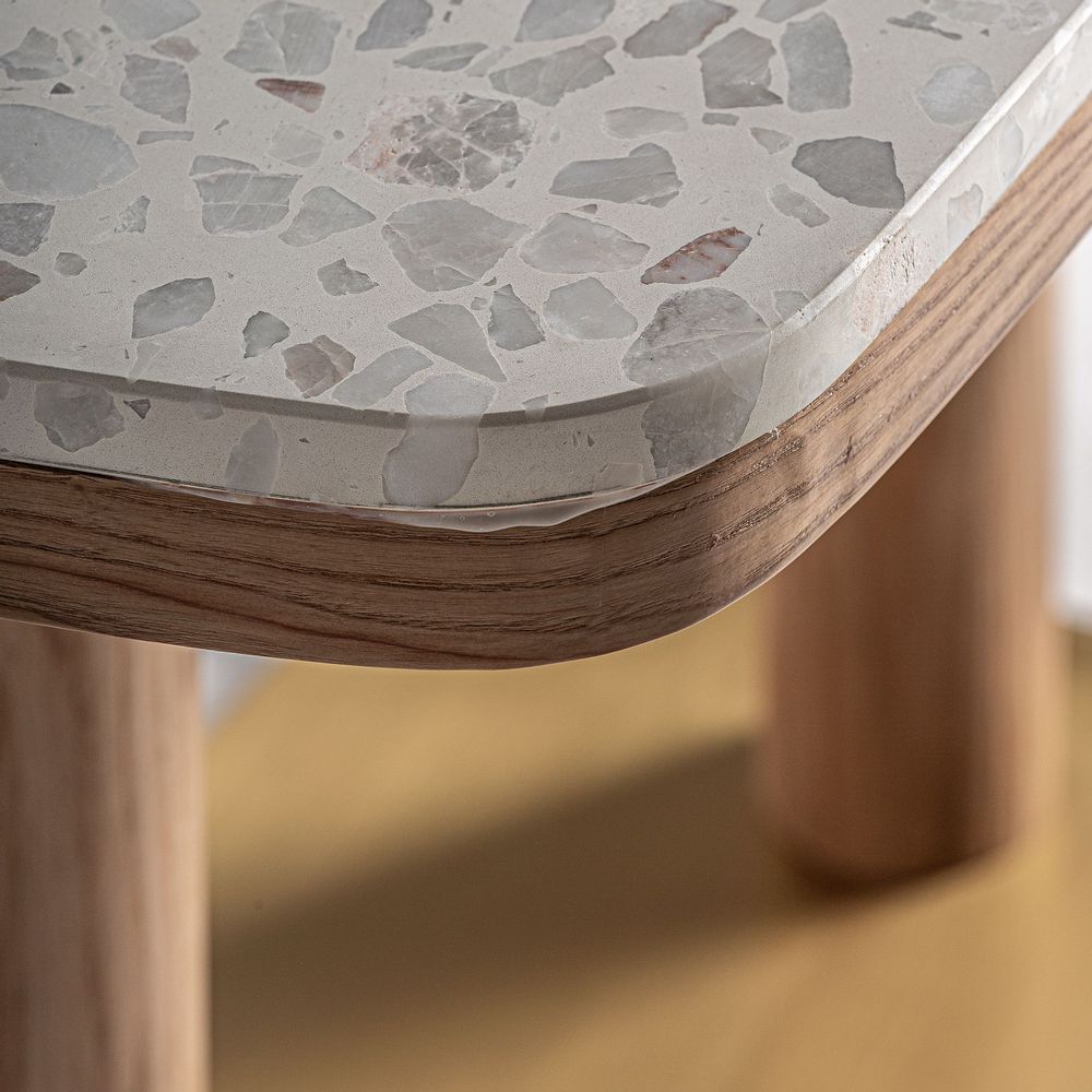Autres tables - Table de bar en terrazzo blanc 120x60x77 cm - VICAL