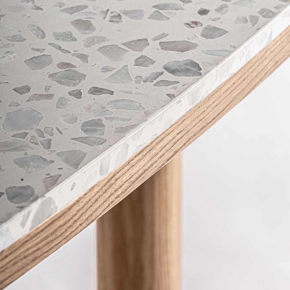 Autres tables - Table de bar en terrazzo blanc 120x60x77 cm - VICAL