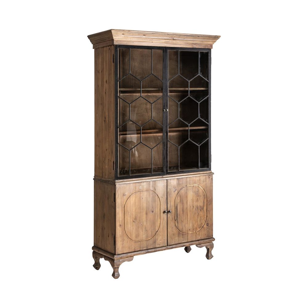 Armoires - Vitrine en bois de pin recyclé noir vieilli en 125x47x225 cm - VICAL