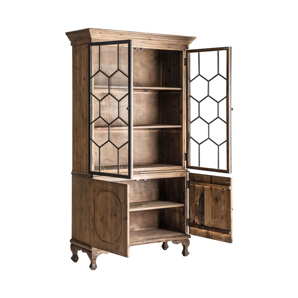 Armoires - Vitrine en bois de pin recyclé noir vieilli en 125x47x225 cm - VICAL