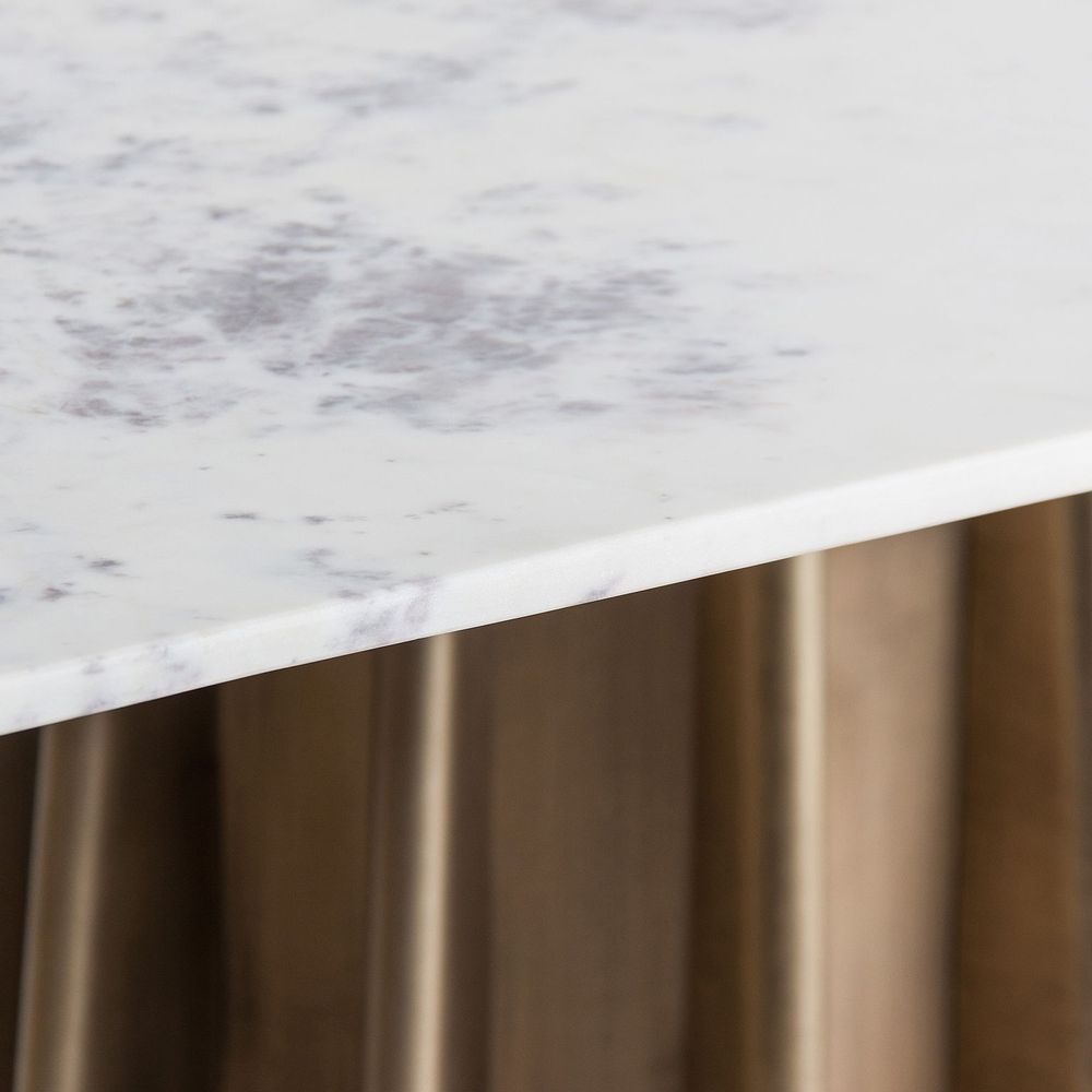 Tables Salle à Manger - Table salon en marbre blanc en 200x100x76 cm - VICAL