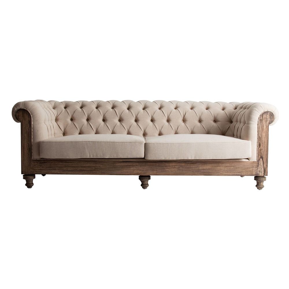 Canapés - Sofa en bois tropical beige en 238x90x80 cm - VICAL