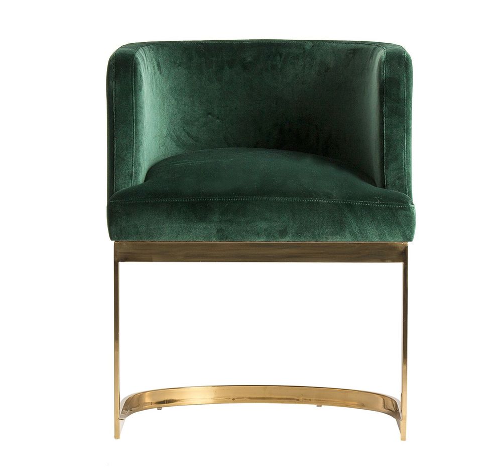 Chaises - Chaise en velours vert en 60x60x77 cm - VICAL