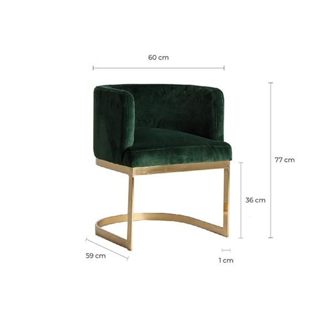 Chaises - Chaise en velours vert en 60x60x77 cm - VICAL