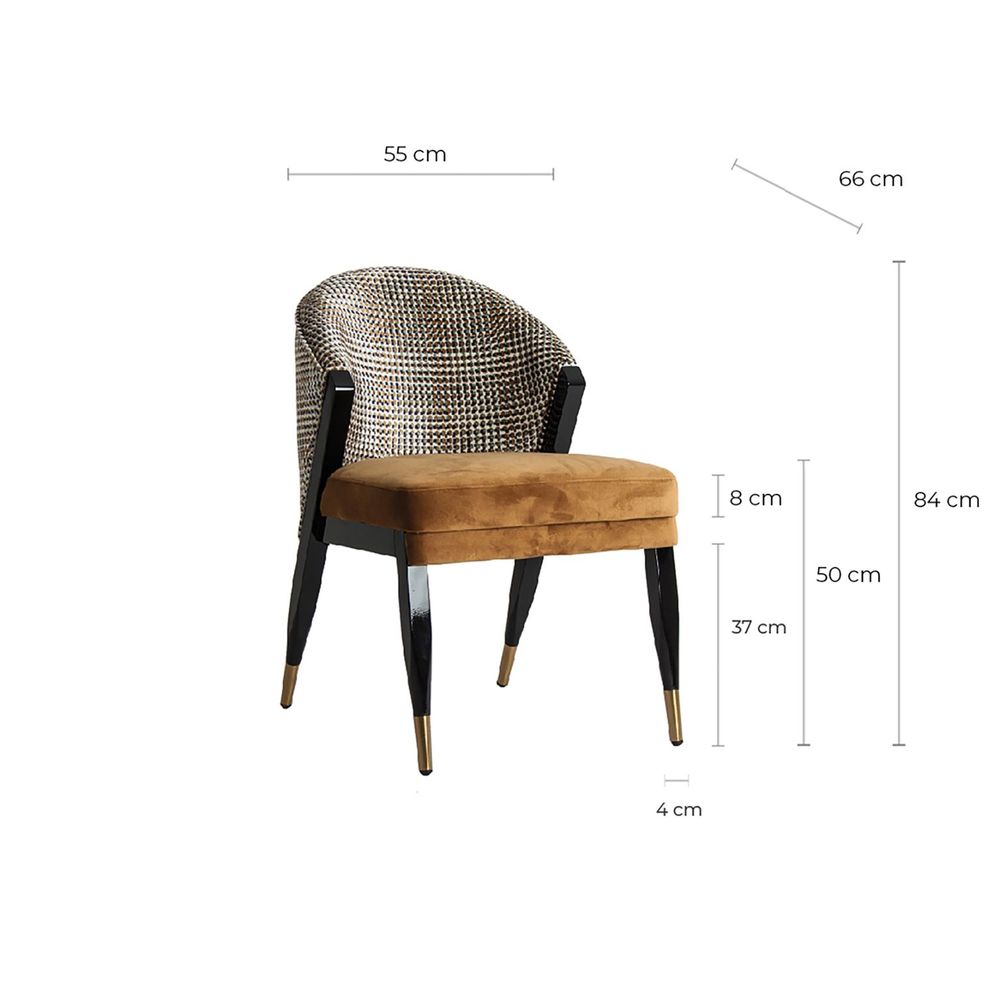 Chairs - Ocher velvet chair in 56x70x85 cm - VICAL