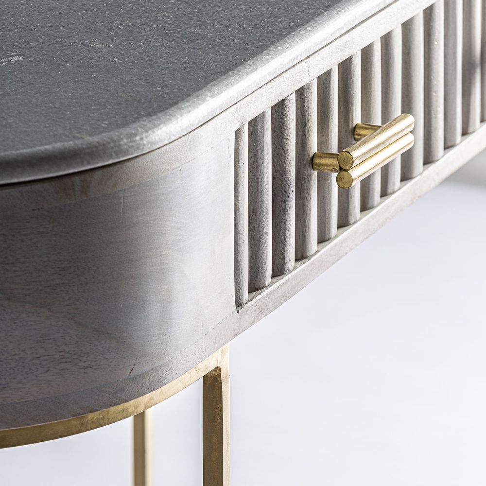 Desks - Cream mango wood console in 122x38x78 cm - VICAL