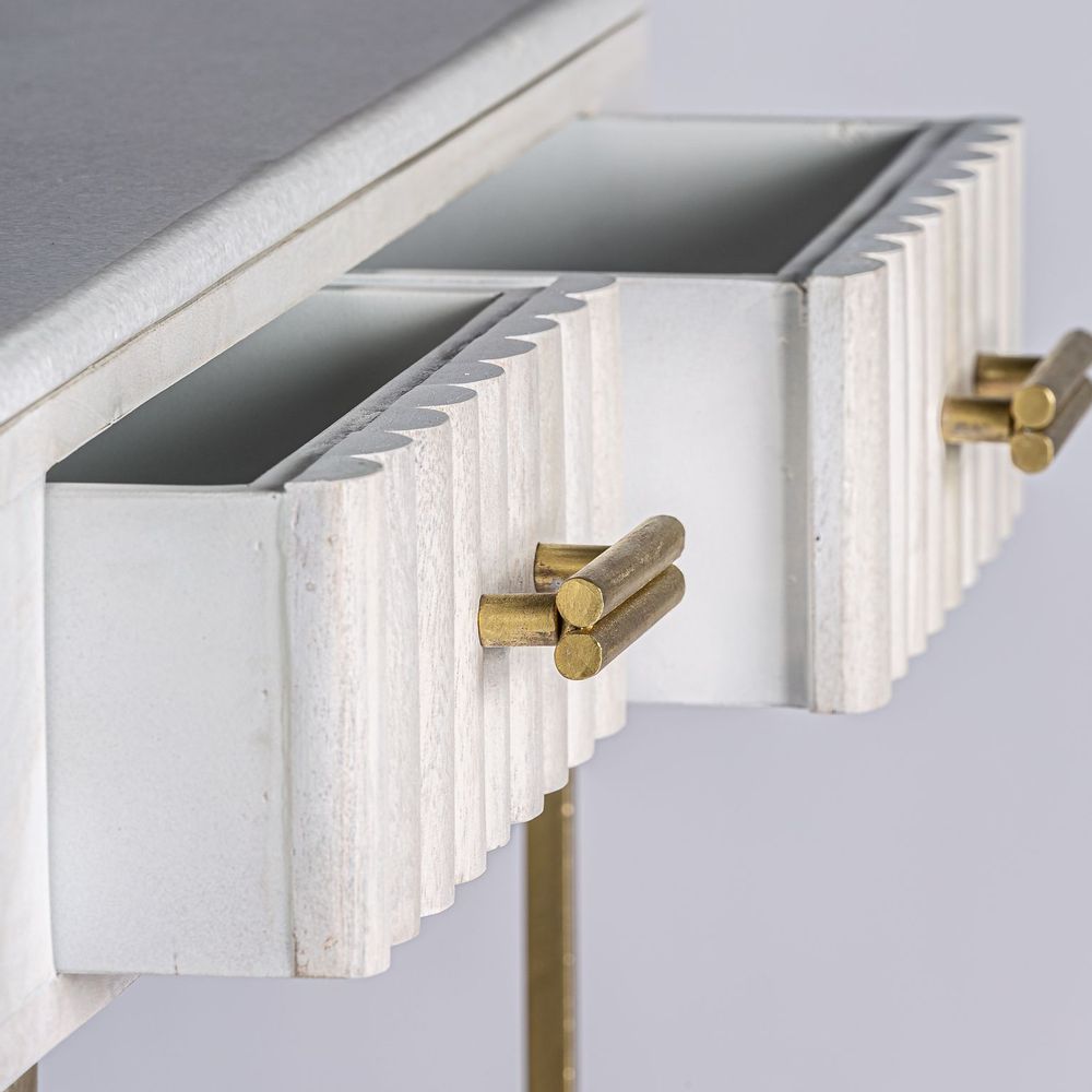 Desks - Cream mango wood console in 122x38x78 cm - VICAL