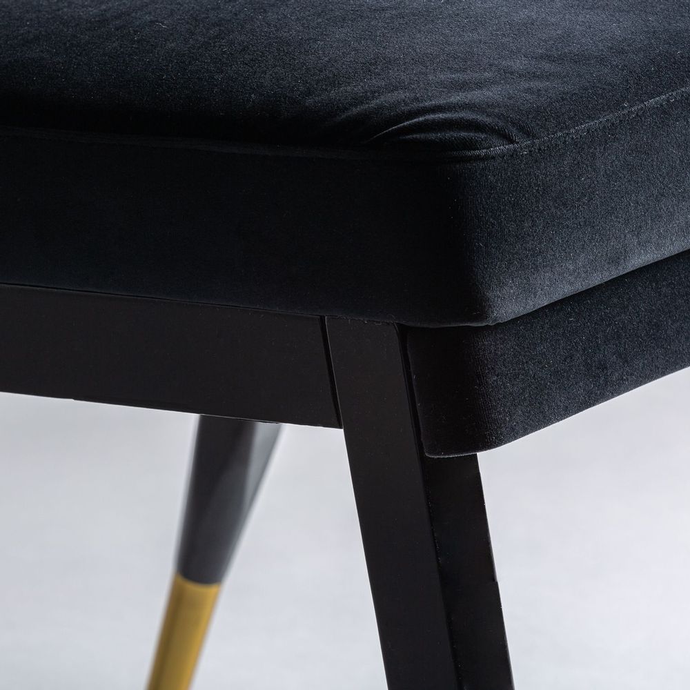 Chaises - Chaise en velours noir en 55x68x84 cm - VICAL