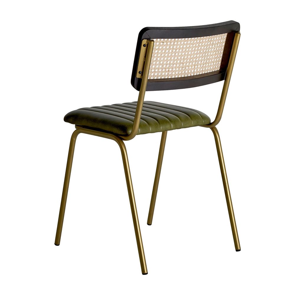 Chairs - Green leather chair in 44x49x79 cm - VICAL