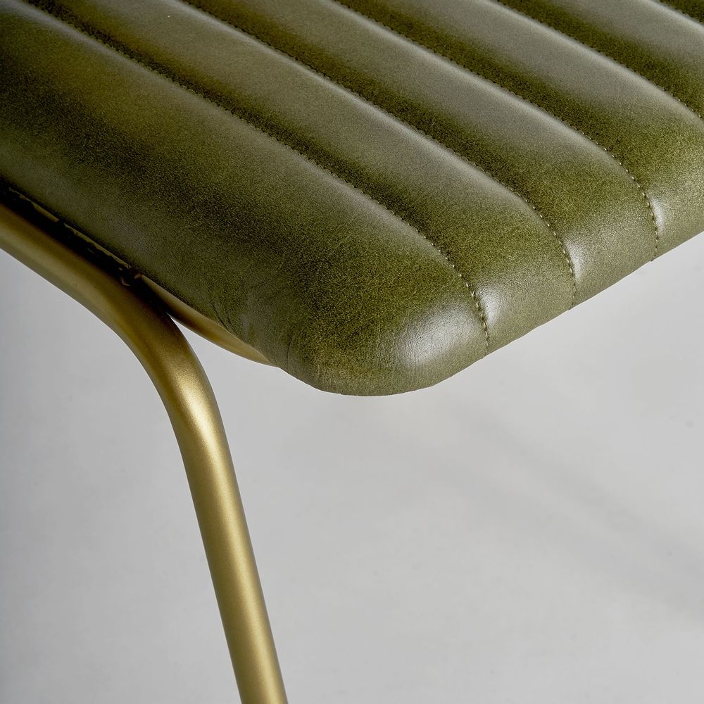 Chairs - Green leather chair in 44x49x79 cm - VICAL