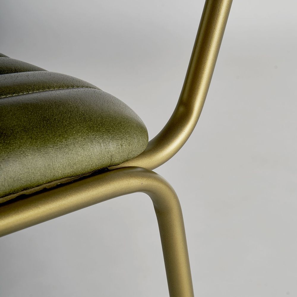Chairs - Green leather chair in 44x49x79 cm - VICAL
