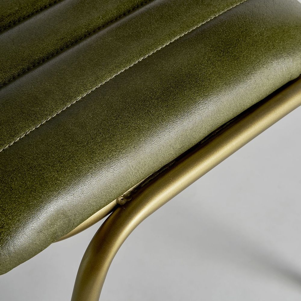 Chairs - Green leather chair in 44x49x79 cm - VICAL