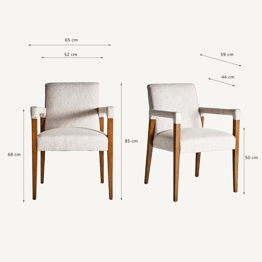 Chairs - Cream linen chair in 60x65x85 cm - VICAL