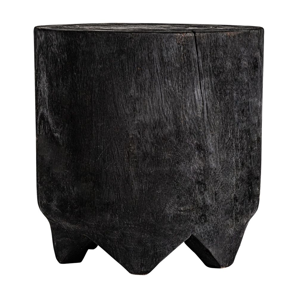 Autres tables - Table basse en bois de suar carbonisé noir vieilli en 50x50x50 cm - VICAL