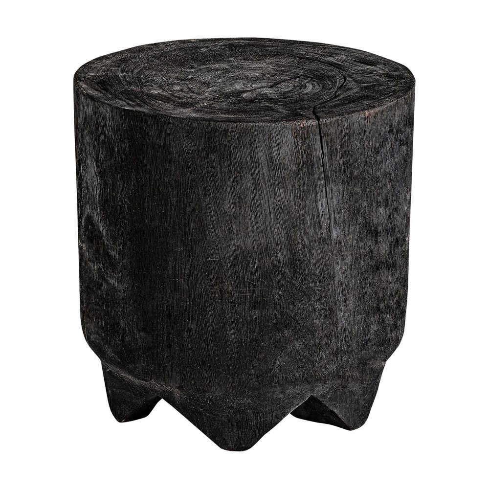 Autres tables - Table basse en bois de suar carbonisé noir vieilli en 50x50x50 cm - VICAL