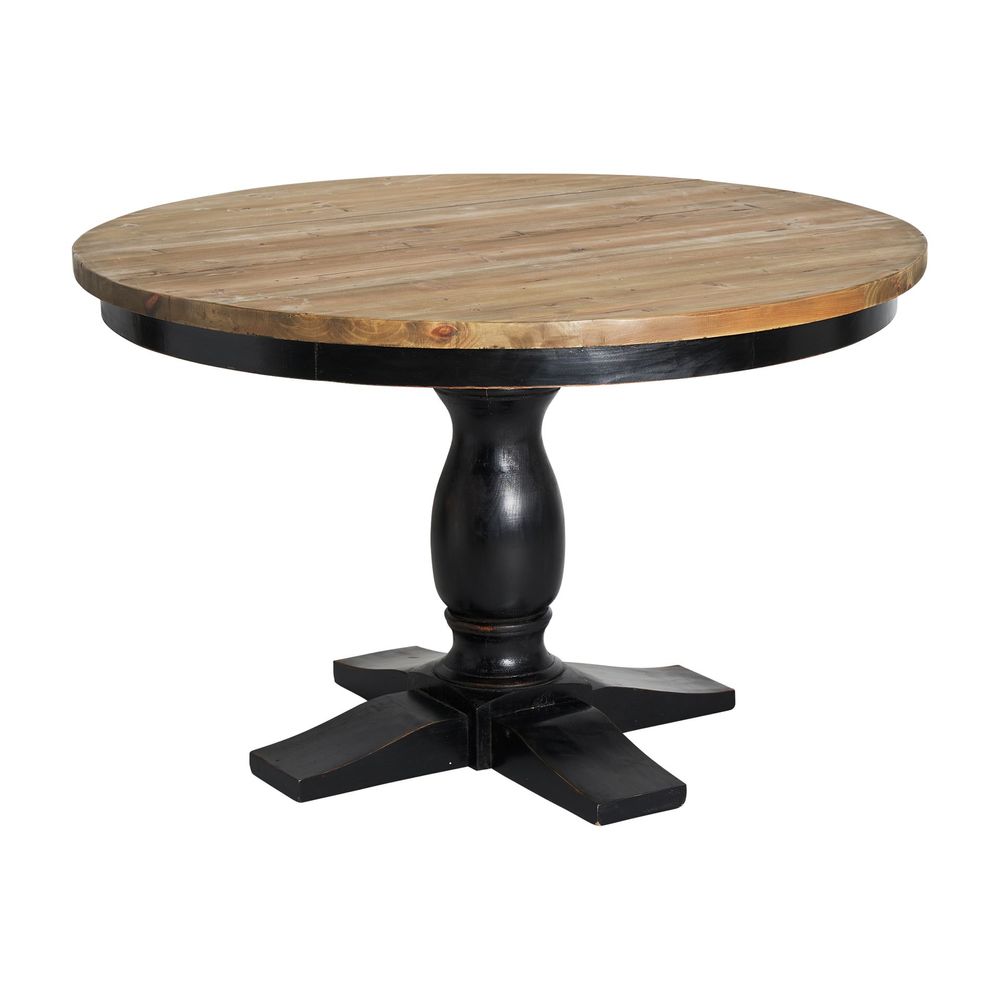 Tables Salle à Manger - Table salon en bois d´orme noir  en 120x120x76 cm - VICAL