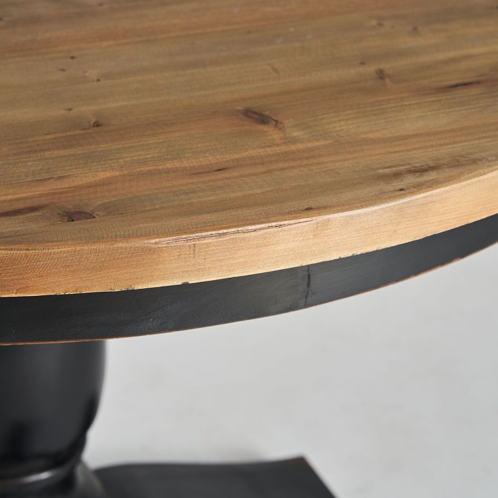 Tables Salle à Manger - Table salon en bois d´orme noir  en 120x120x76 cm - VICAL