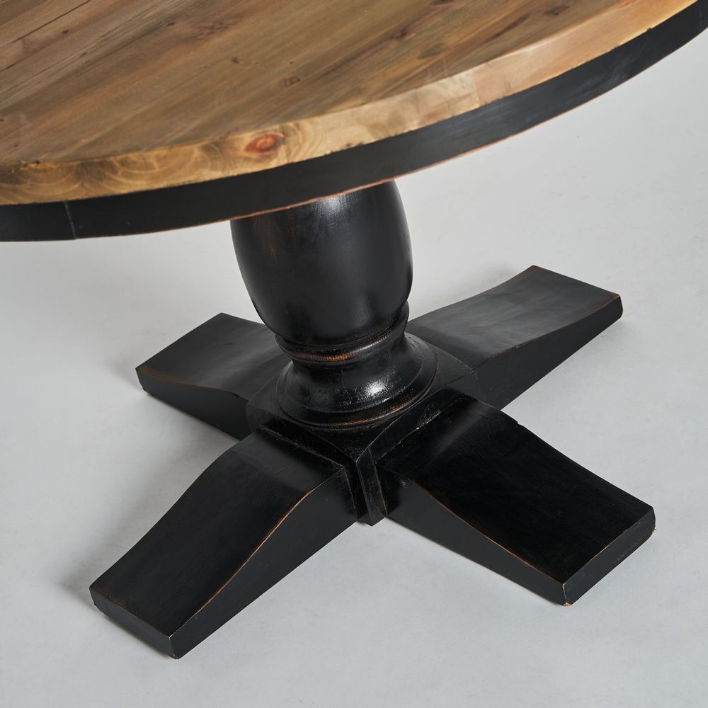 Tables Salle à Manger - Table salon en bois d´orme noir  en 120x120x76 cm - VICAL