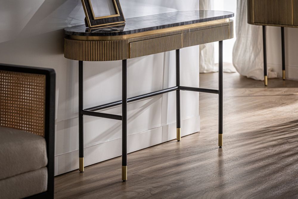 Desks - Black MDF wooden console in 130x38x81 cm - VICAL