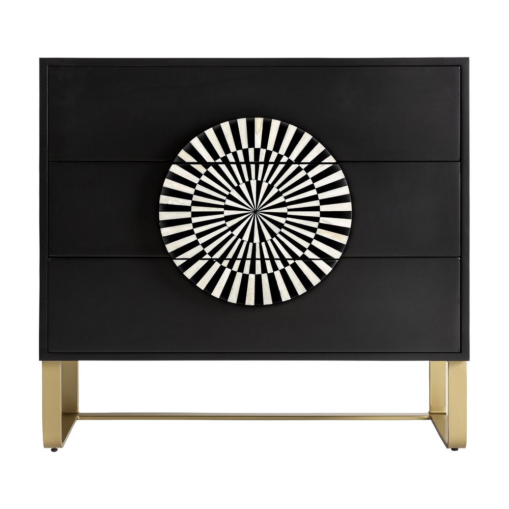 Chests of drawers - Black MDF wooden chest of drawers in 90x45x86 cm - VICAL