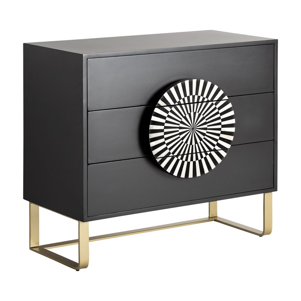 Chests of drawers - Black MDF wooden chest of drawers in 90x45x86 cm - VICAL