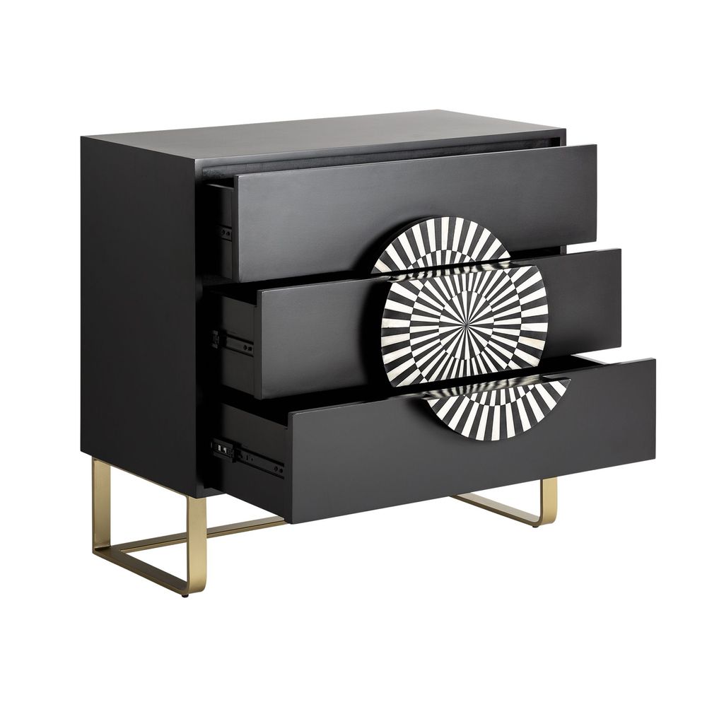 Chests of drawers - Black MDF wooden chest of drawers in 90x45x86 cm - VICAL