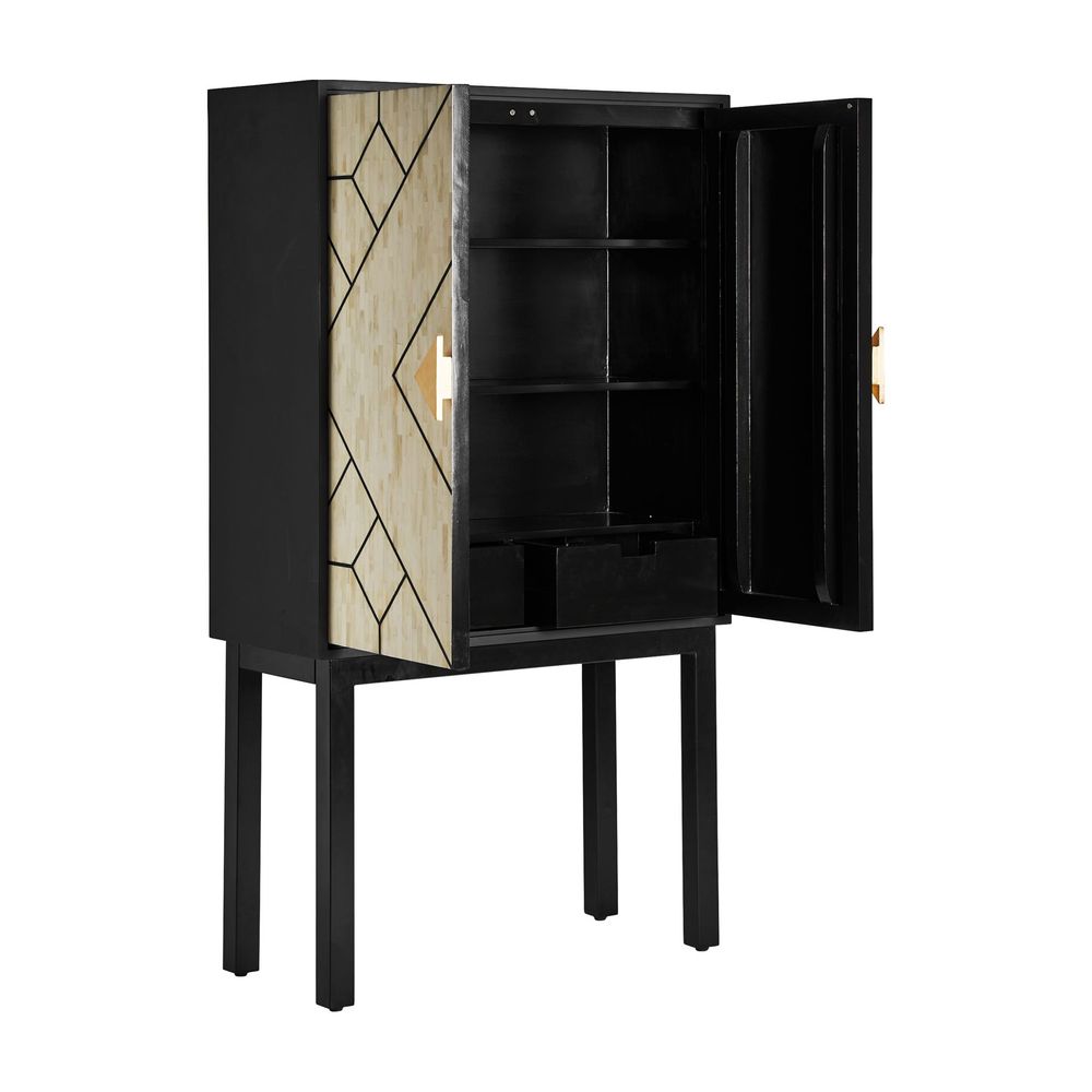 Armoires - Armoire en bois mdf noir en 90x40x161 cm - VICAL