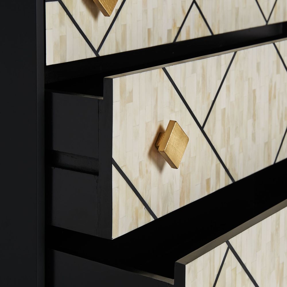 Chests of drawers - Black MDF wooden chest of drawers in 90x42x77 cm - VICAL