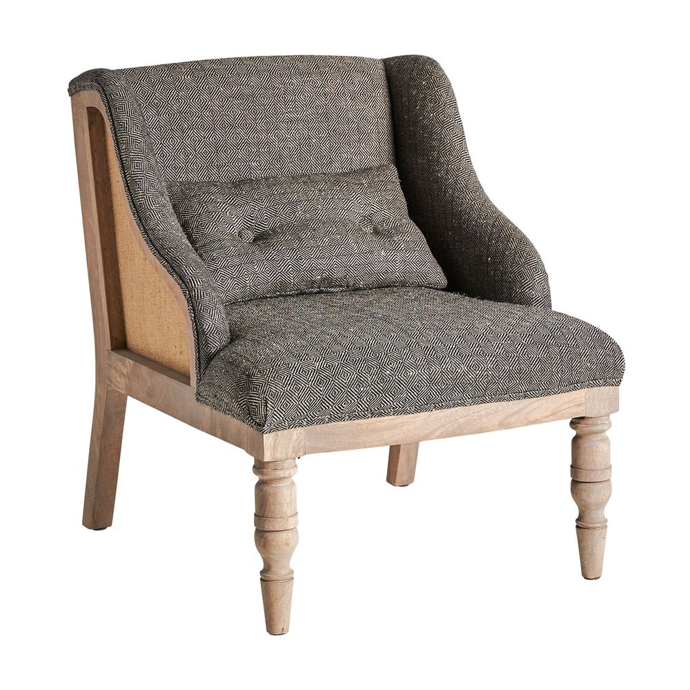 Fauteuils - Fauteuil en bois de mangue gris en 64x63x75 cm - VICAL