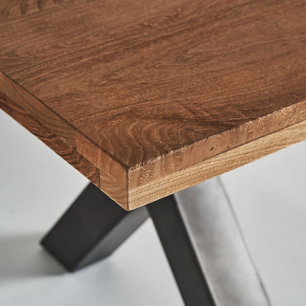 Dining Tables - Black mango wood living room table in 200x95x77 cm - VICAL