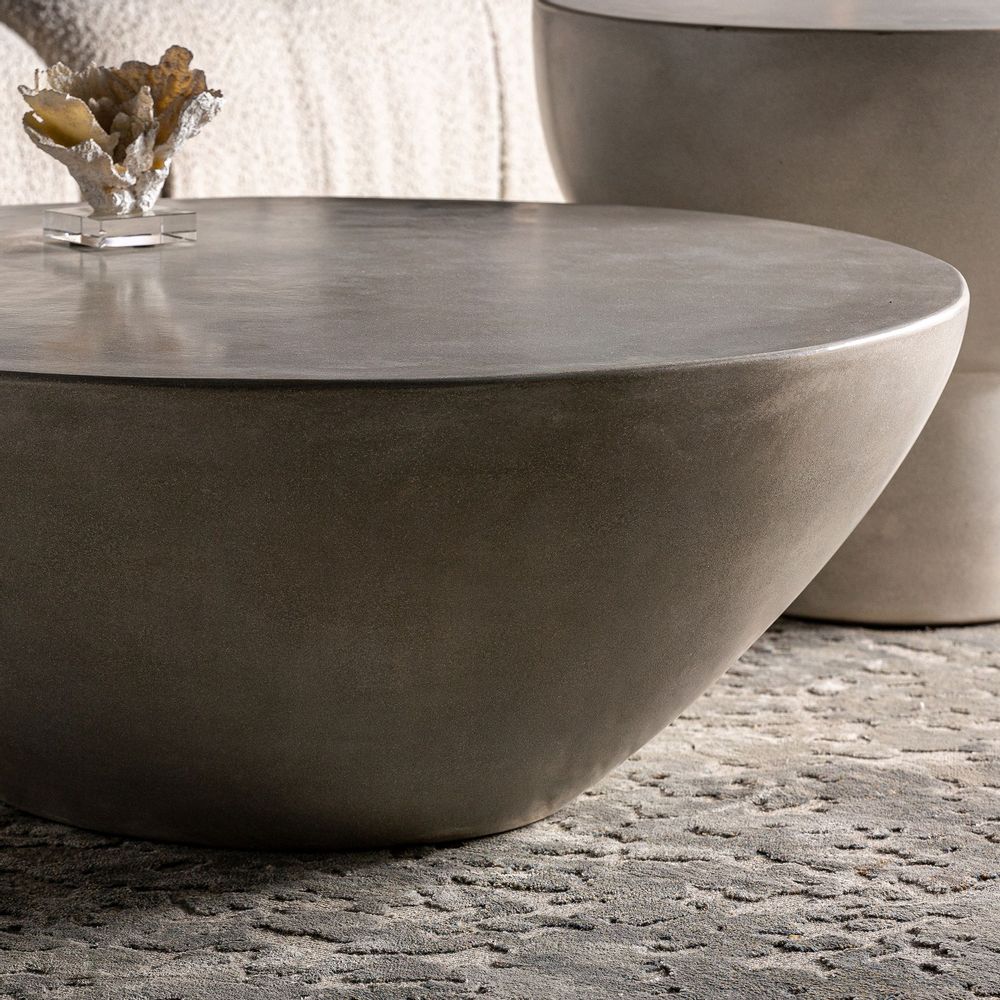Tables basses - Table basse en ciment gris  en 90x90x35 cm - VICAL