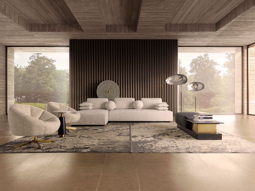 Canapés - Sofa en bois de pin blanc cassé en 330x186x75 cm - VICAL
