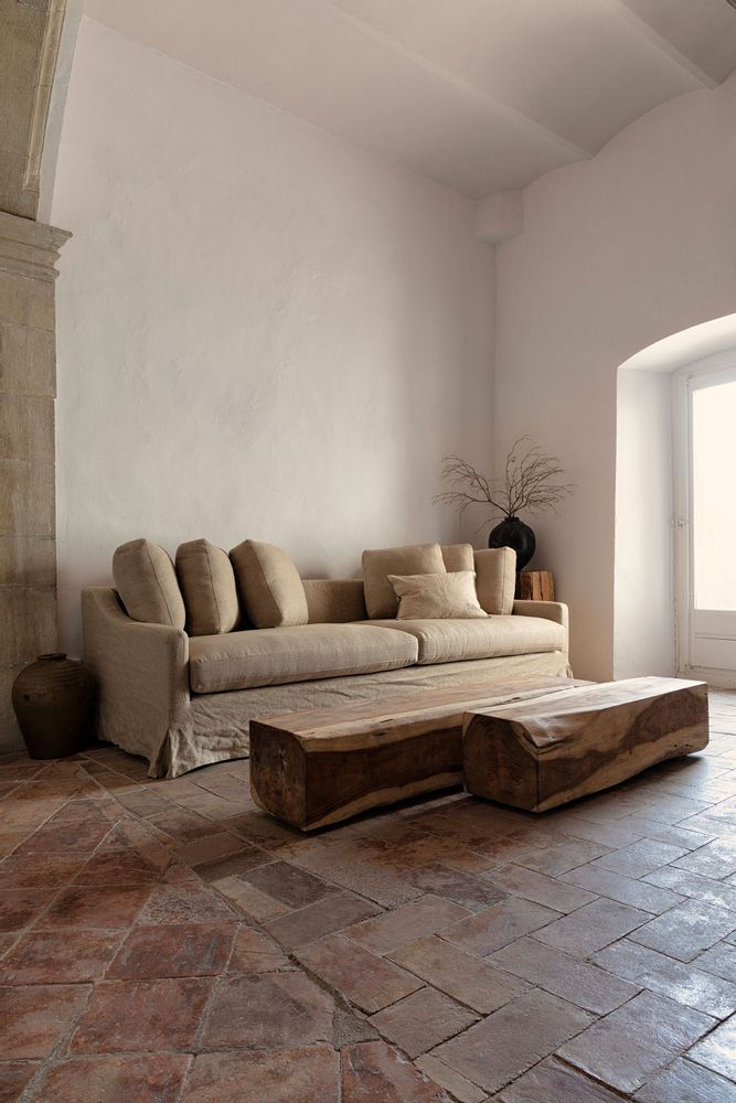 Canapés - Sofa en bois de pin beige en 280x108x90 cm - VICAL