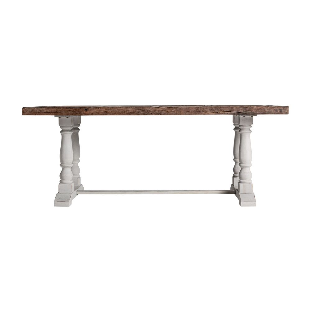 Dining Tables - Living room table in white recycled elm wood in 200x101x78 cm - VICAL