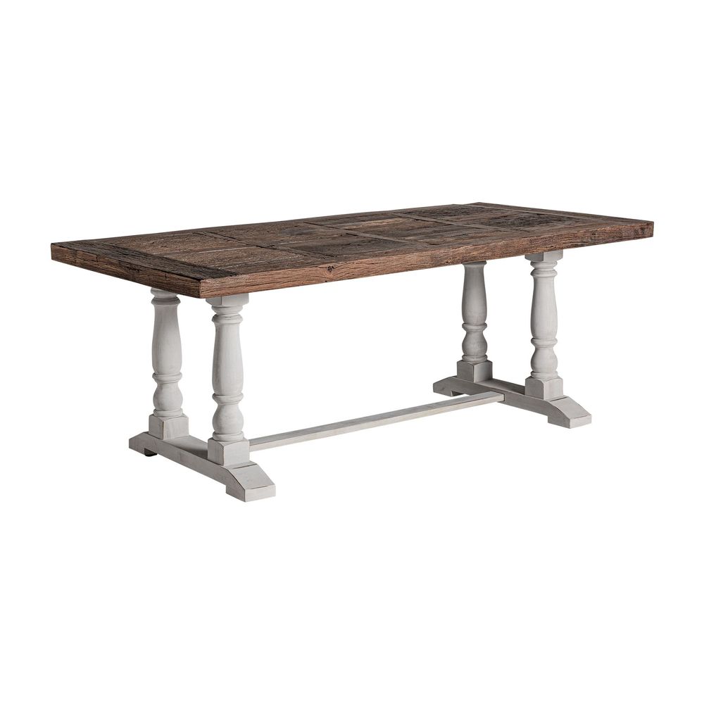 Dining Tables - Living room table in white recycled elm wood in 200x101x78 cm - VICAL