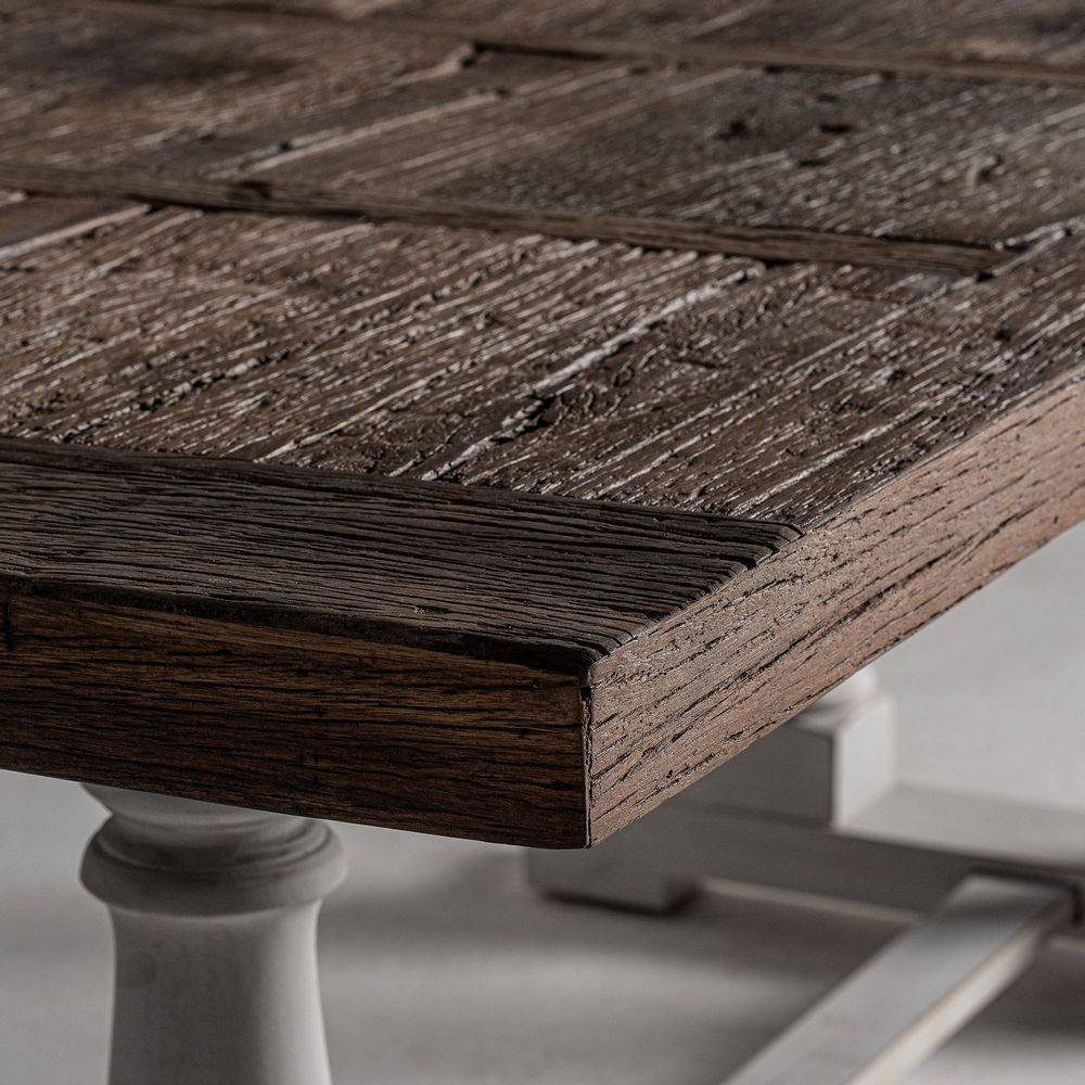 Dining Tables - Living room table in white recycled elm wood in 200x101x78 cm - VICAL