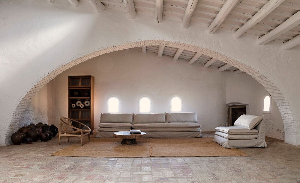 Canapés - Sofa en bois de pin blanc cassé en 230x95x86 cm - VICAL