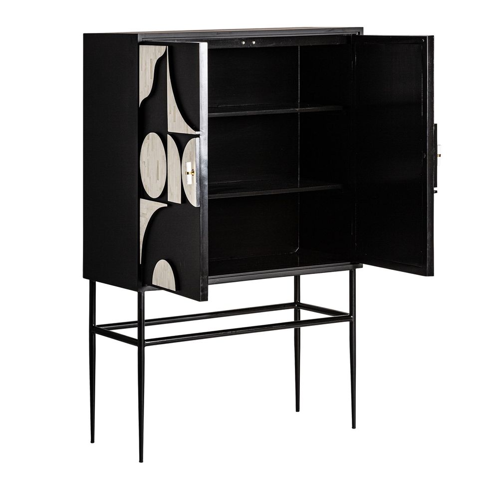 Armoires - Armoire en bois mdf noir en 100x40x151 cm - VICAL