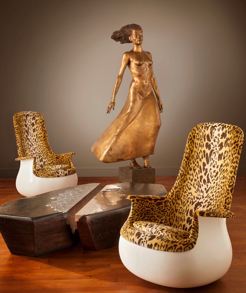 Armchairs - Armchairs, coffee table and bronze sculpture - GALERIE GLUSTIN