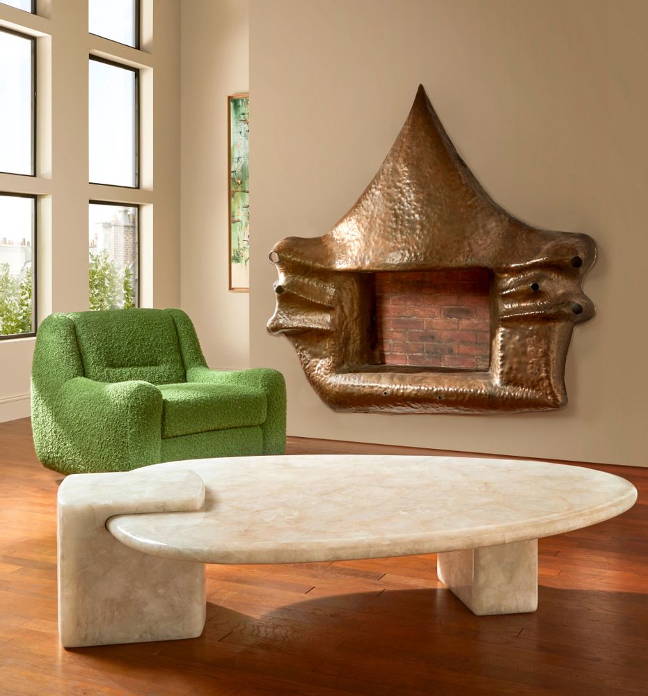 Armchairs - Vintage fireplace, armchair and rock crystal coffee table - GALERIE GLUSTIN