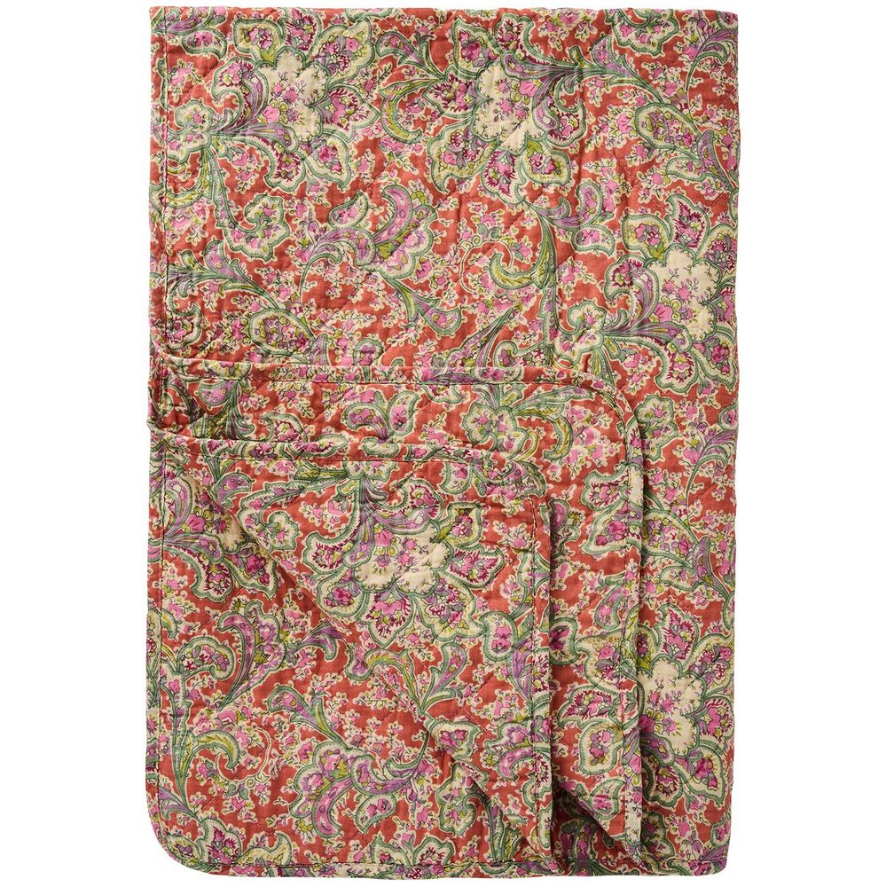 Throw blankets - Orange quilt with paisley pattern - IB LAURSEN