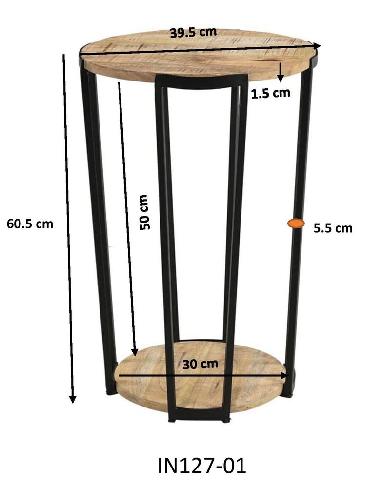 Bookshelves - Side table wood and iron, industrial style, 60 cm - JP2B DECORATION