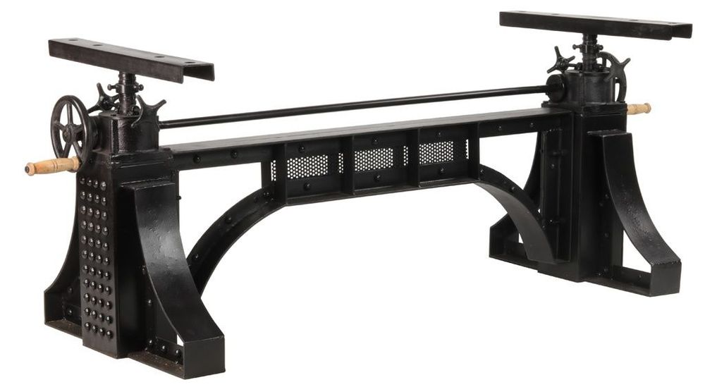 Dining Tables - Crank table base in black metal, adjustable height, 162 cm - JP2B DECORATION