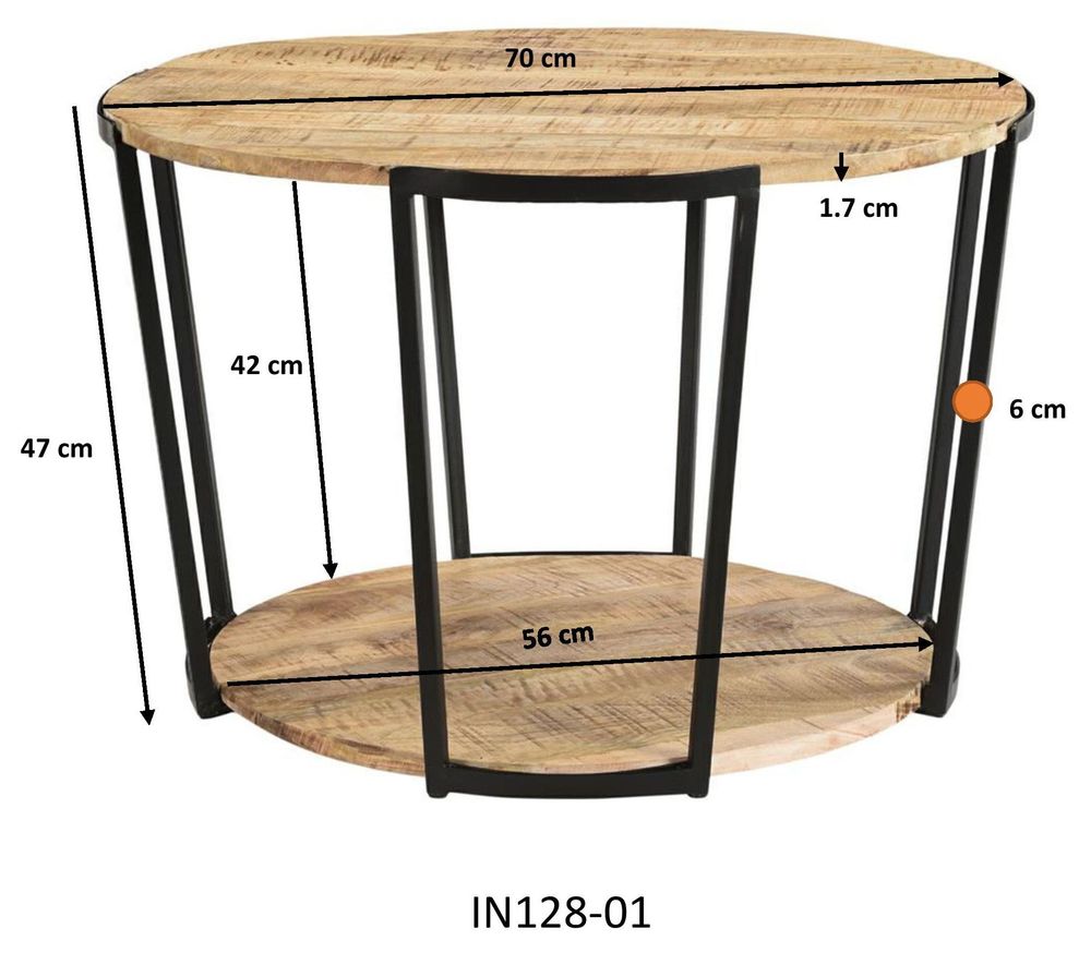 Tables basses - Table basse bois et fer, style industriel, 70 cm - JP2B DECORATION